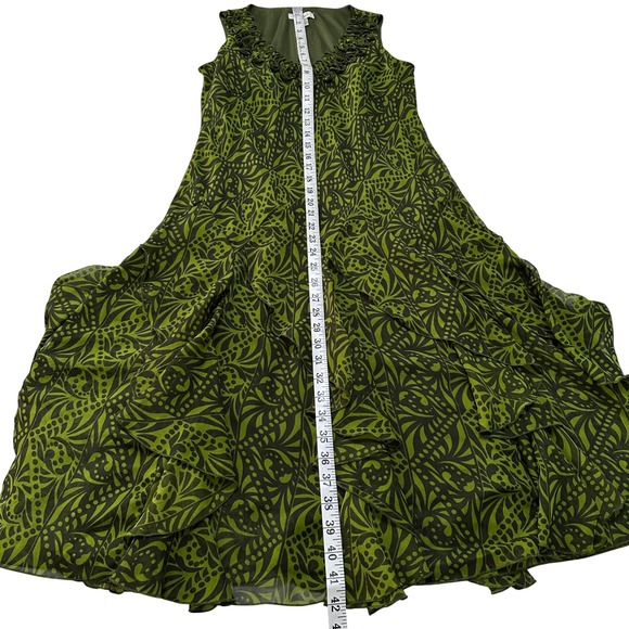 Dressbarn Ruffle Tiered Midi Dress Womens 6 Green Whimsigoth Fairycore Garden - Picture 9 of 13